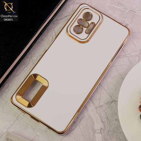 Xiaomi Redmi Note 10 Pro Max Cover - White - All New Electroplating Borders With Logo Hole Protective Soft Silicon Case