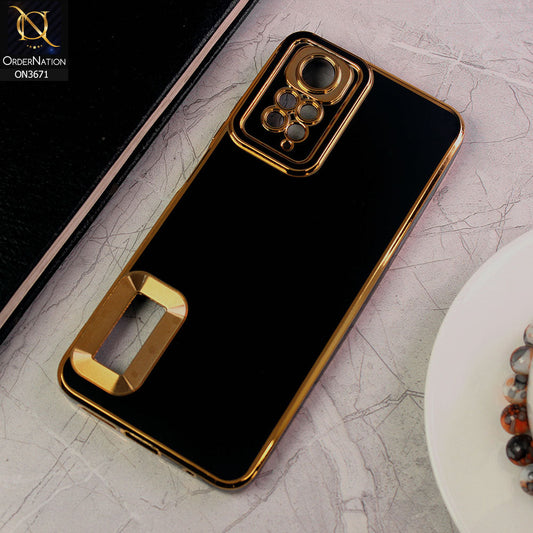 Xiaomi Redmi Note 11 Cover - Black - All New Electroplating Borders With Logo Hole Protective Soft Silicon Case