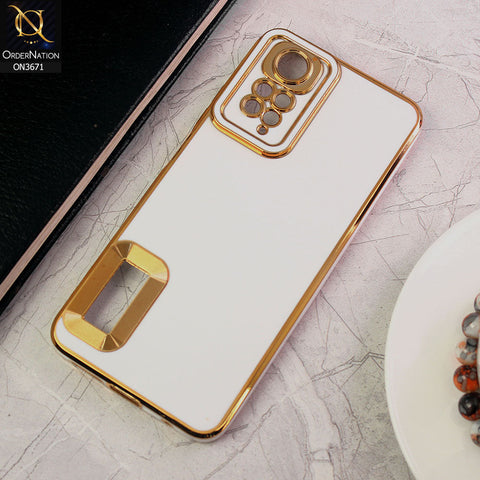 Xiaomi Redmi Note 11 Cover - White - All New Electroplating Borders With Logo Hole Protective Soft Silicon Case