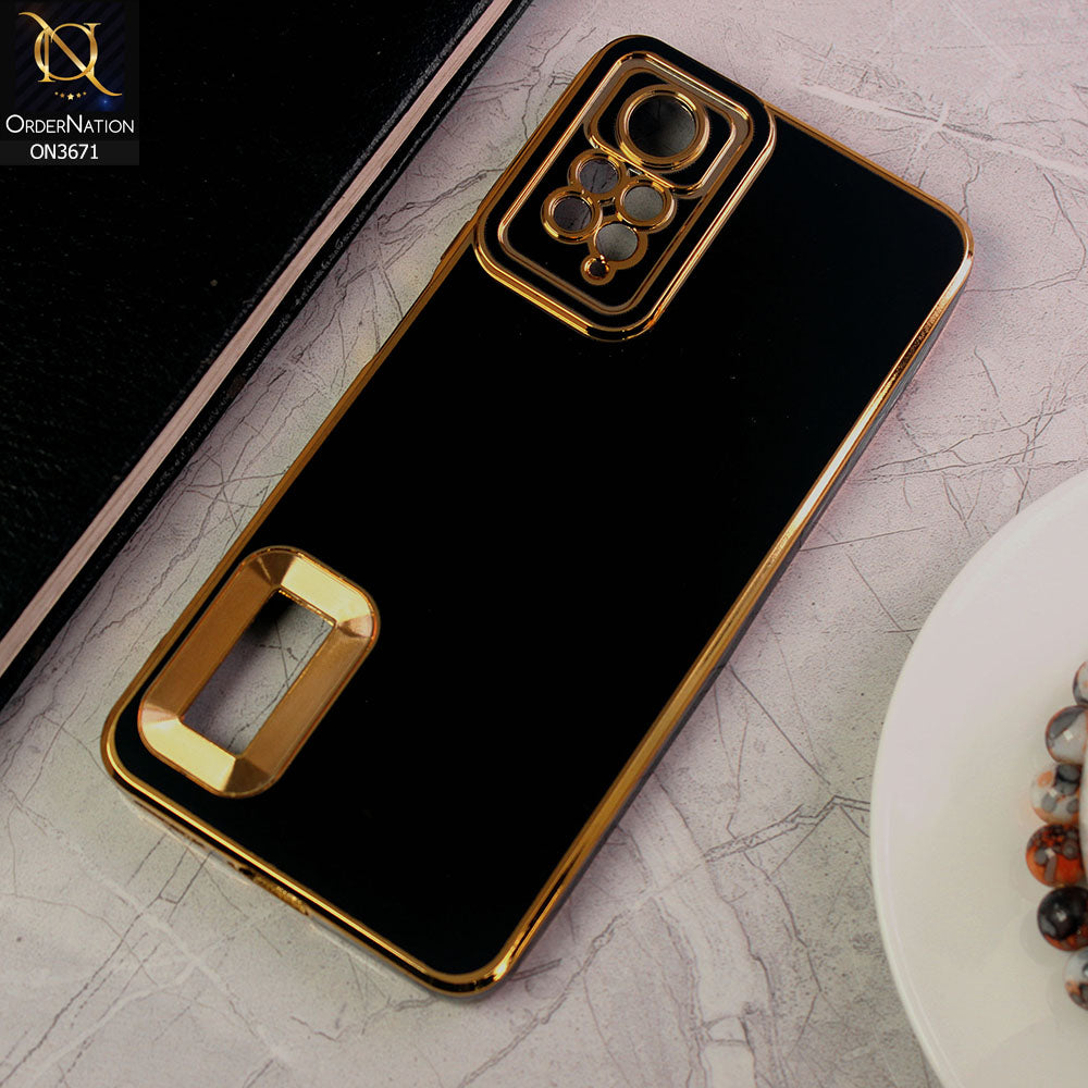 Xiaomi Redmi Note 11E Pro Cover - Black - All New Electroplating Borders With Logo Hole Protective Soft Silicon Case