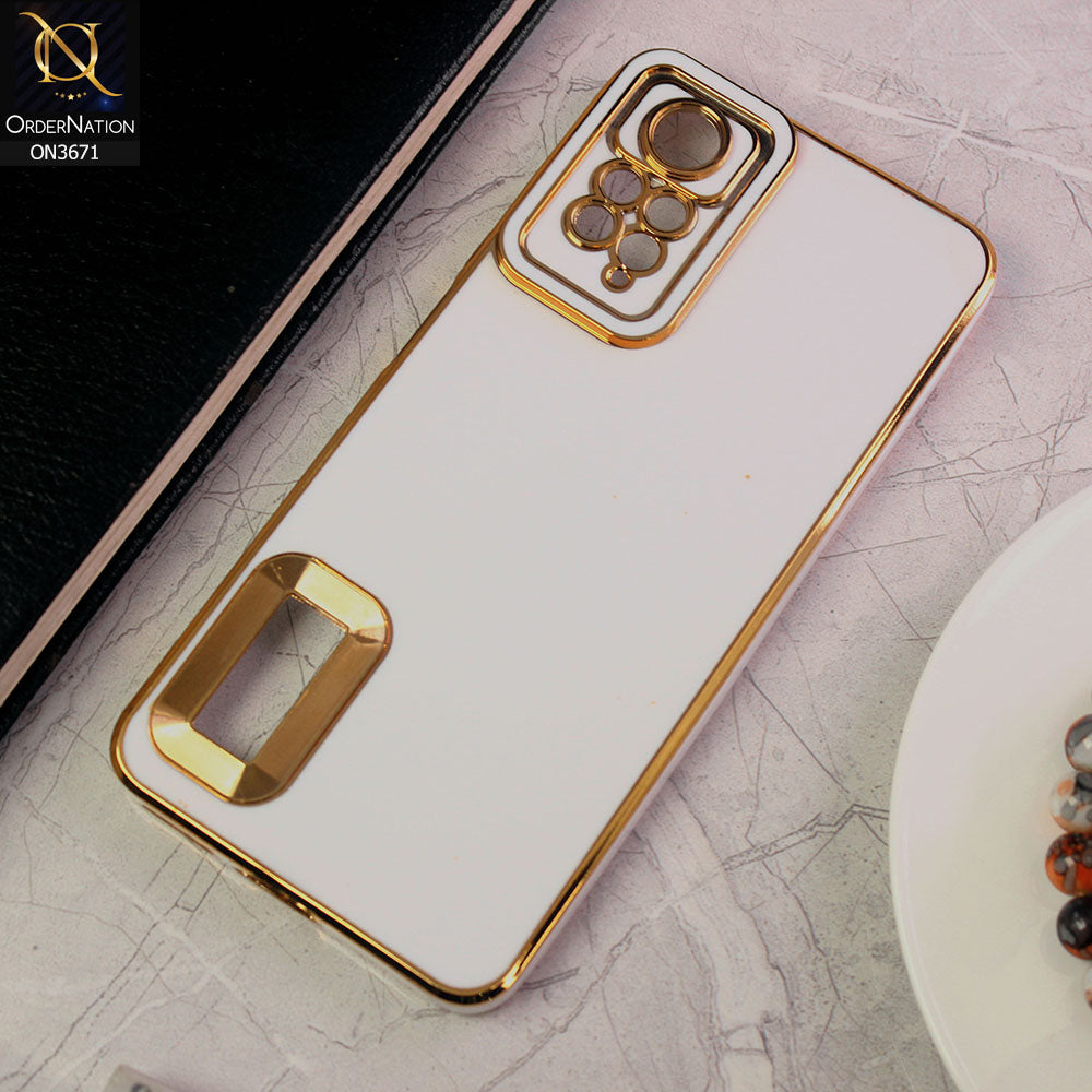 Xiaomi Redmi Note 11 Pro Cover - White - All New Electroplating Borders With Logo Hole Protective Soft Silicon Case