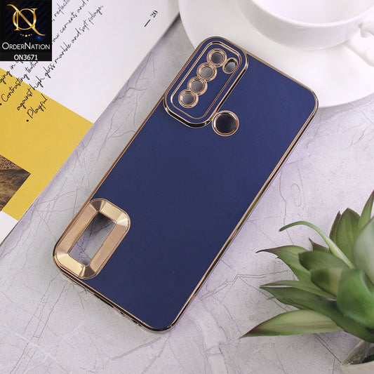 Xiaomi Redmi Note 8 Cover - Blue - All New Electroplating Borders With Logo Hole Protective Soft Silicon Case