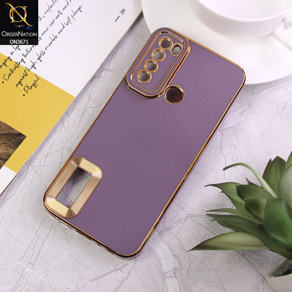 Xiaomi Redmi Note 8 2021 Cover - Mauve - All New Electroplating Borders With Logo Hole Protective Soft Silicon Case