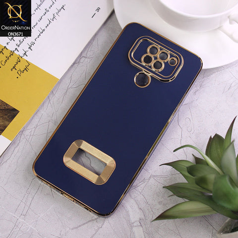 Xiaomi Redmi Note 9 Cover - Blue - All New Electroplating Borders With Logo Hole Protective Soft Silicon Case
