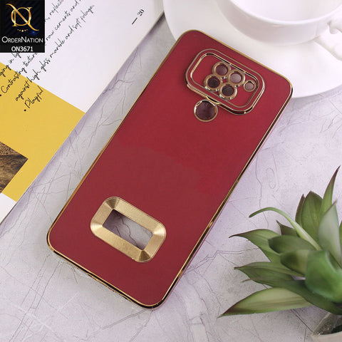 Xiaomi Redmi 10X 4G Cover - Maroon - All New Electroplating Borders With Logo Hole Protective Soft Silicon Case
