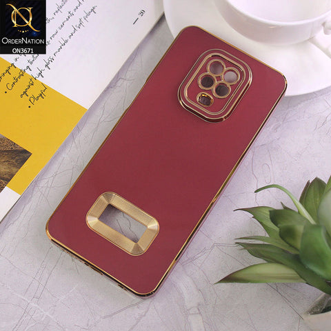 Xiaomi Redmi Note 9 Pro Cover - Maroon - All New Electroplating Borders With Logo Hole Protective Soft Silicon Case