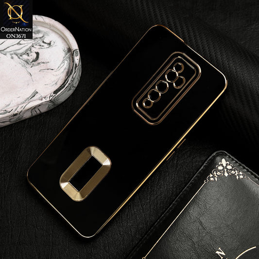 Oppo Reno 2F Cover - Black -  All New Electroplating Borders With Logo Hole Protective Soft Silicon Case