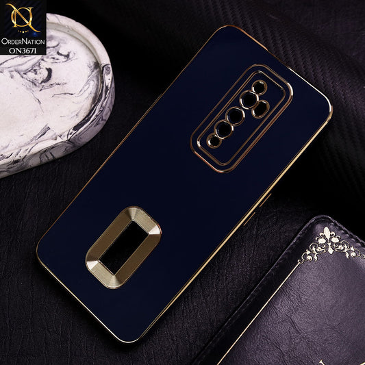 Oppo Reno 2F Cover - Blue -  All New Electroplating Borders With Logo Hole Protective Soft Silicon Case