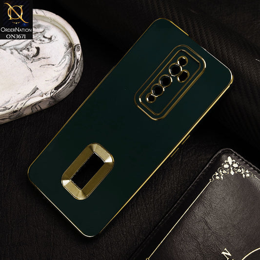 Oppo Reno 2F Cover - Green -  All New Electroplating Borders With Logo Hole Protective Soft Silicon Case