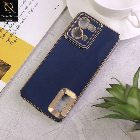 Oppo F21 Pro 4G Cover - Blue - All New Electroplating Borders With Logo Hole Protective Soft Silicon Case