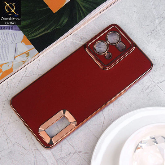 Oppo F21 Pro 4G Cover - Maroon - All New Electroplating Borders With Logo Hole Protective Soft Silicon Case