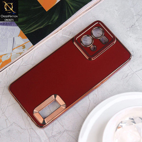 Oppo Reno 7 4G Cover - Maroon - All New Electroplating Borders With Logo Hole Protective Soft Silicon Case