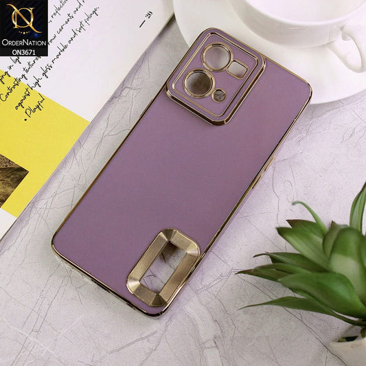Oppo Reno 7 4G Cover - Mauve - All New Electroplating Borders With Logo Hole Protective Soft Silicon Case
