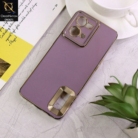 Oppo Reno 7 4G Cover - Mauve - All New Electroplating Borders With Logo Hole Protective Soft Silicon Case