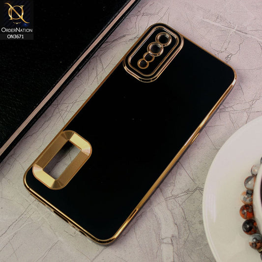 Vivo S1 Cover - Black - All New Electroplating Borders With Logo Hole Protective Soft Silicon Case