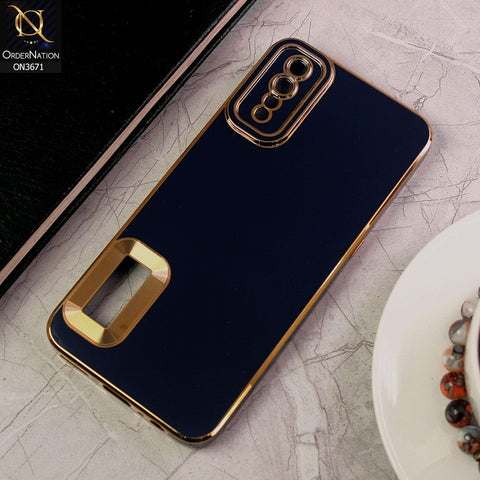 Vivo S1 Cover - Blue - All New Electroplating Borders With Logo Hole Protective Soft Silicon Case