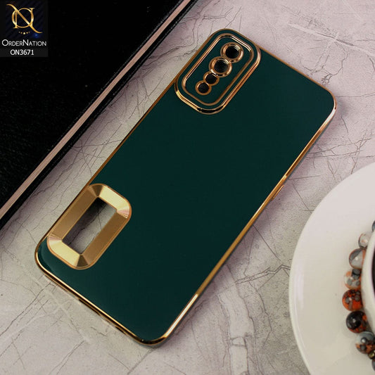 Vivo S1 Cover - Green - All New Electroplating Borders With Logo Hole Protective Soft Silicon Case