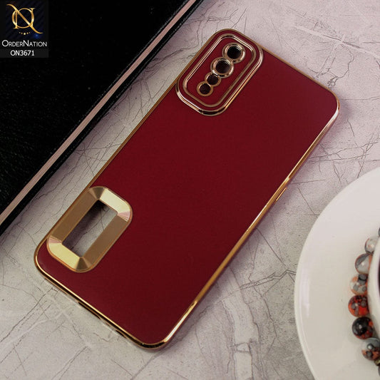 Vivo S1 Cover - Maroon - All New Electroplating Borders With Logo Hole Protective Soft Silicon Case