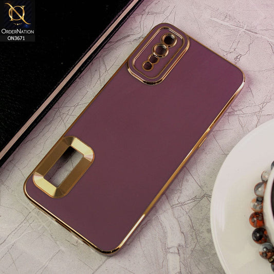 Vivo S1 Cover - Mauve - All New Electroplating Borders With Logo Hole Protective Soft Silicon Case
