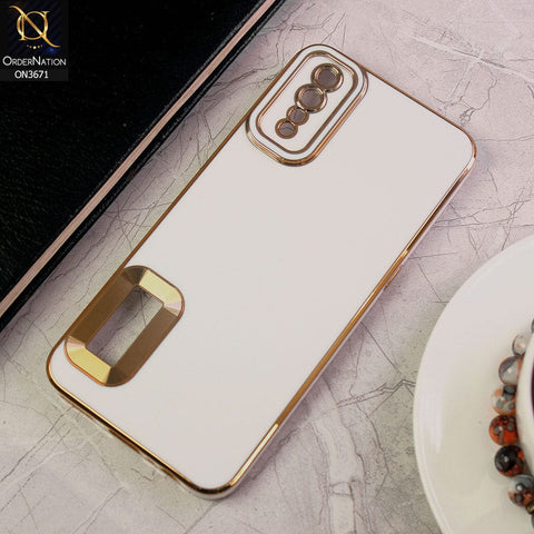 Vivo S1 Cover - White - All New Electroplating Borders With Logo Hole Protective Soft Silicon Case