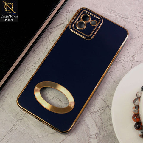 Samsung Galaxy A03 Cover - Blue - All New Electroplating Borders With Logo Hole Protective Soft Silicon Case