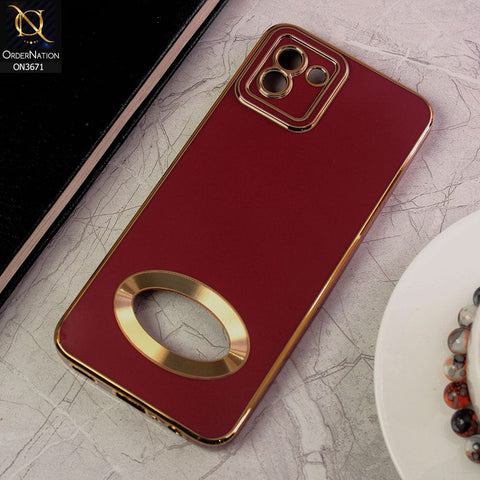Samsung Galaxy A03 Cover - Maroon - All New Electroplating Borders With Logo Hole Protective Soft Silicon Case
