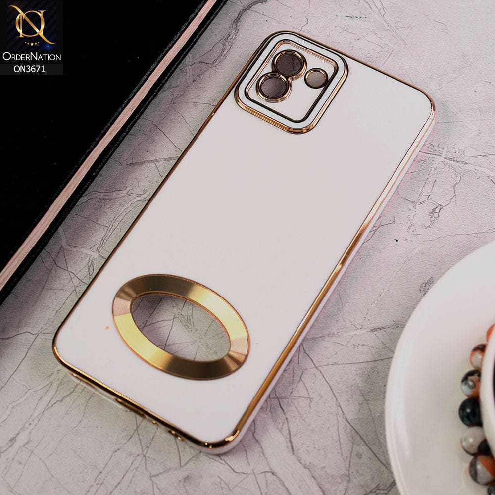 Samsung Galaxy A03 Cover - White - All New Electroplating Borders With Logo Hole Protective Soft Silicon Case