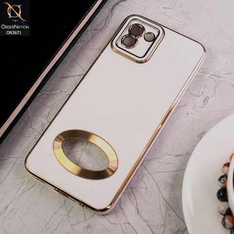 Samsung Galaxy A03 Cover - White - All New Electroplating Borders With Logo Hole Protective Soft Silicon Case