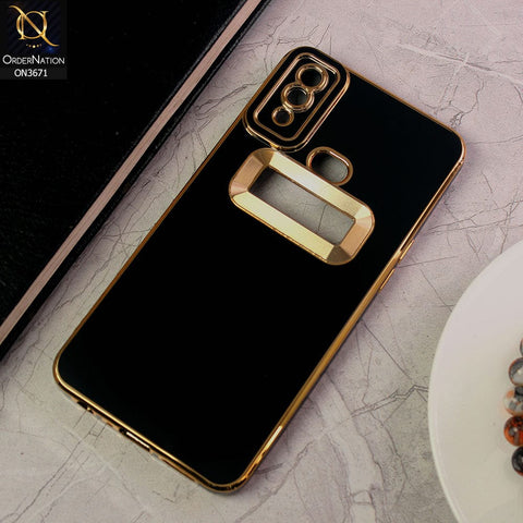 Samsung Galaxy A10s Cover - Black - All New Electroplating Borders With Logo Hole Protective Soft Silicon Case