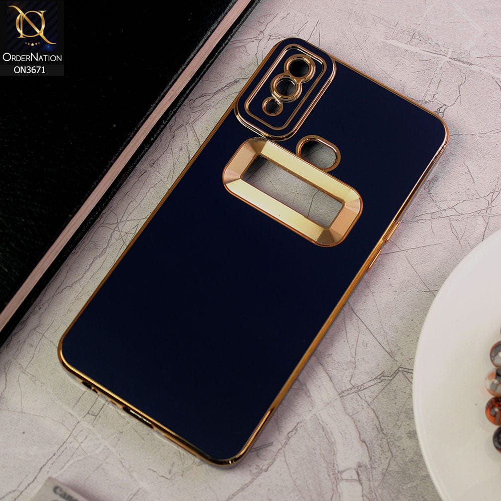 Samsung Galaxy A10s Cover - Blue - All New Electroplating Borders With Logo Hole Protective Soft Silicon Case