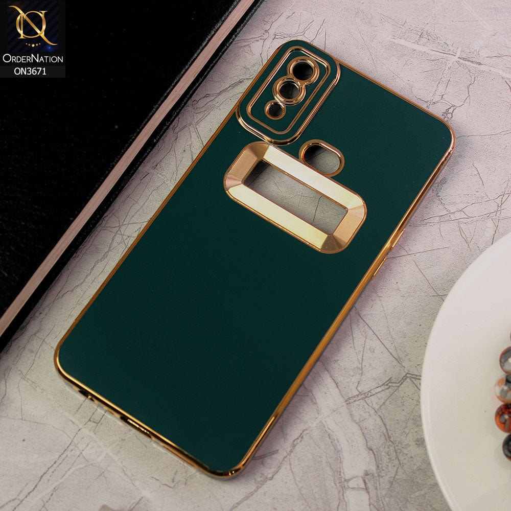 Samsung Galaxy A10s Cover - Green - All New Electroplating Borders With Logo Hole Protective Soft Silicon Case