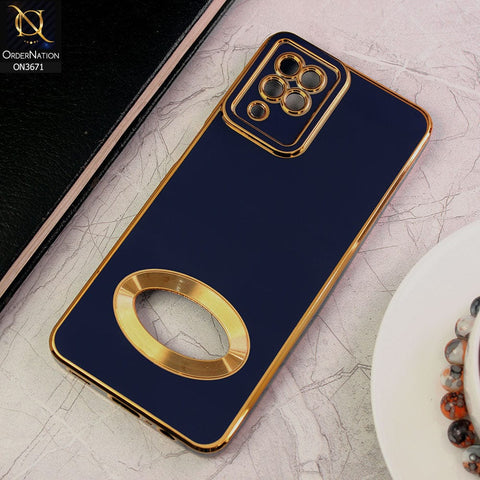 Samsung Galaxy A12 Cover - Blue - All New Electroplating Borders With Logo Hole Protective Soft Silicon Case