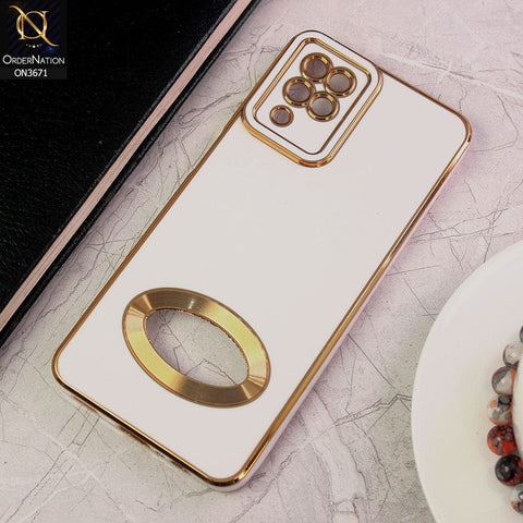 Samsung Galaxy A12 Nacho Cover - White - All New Electroplating Borders With Logo Hole Protective Soft Silicon Case