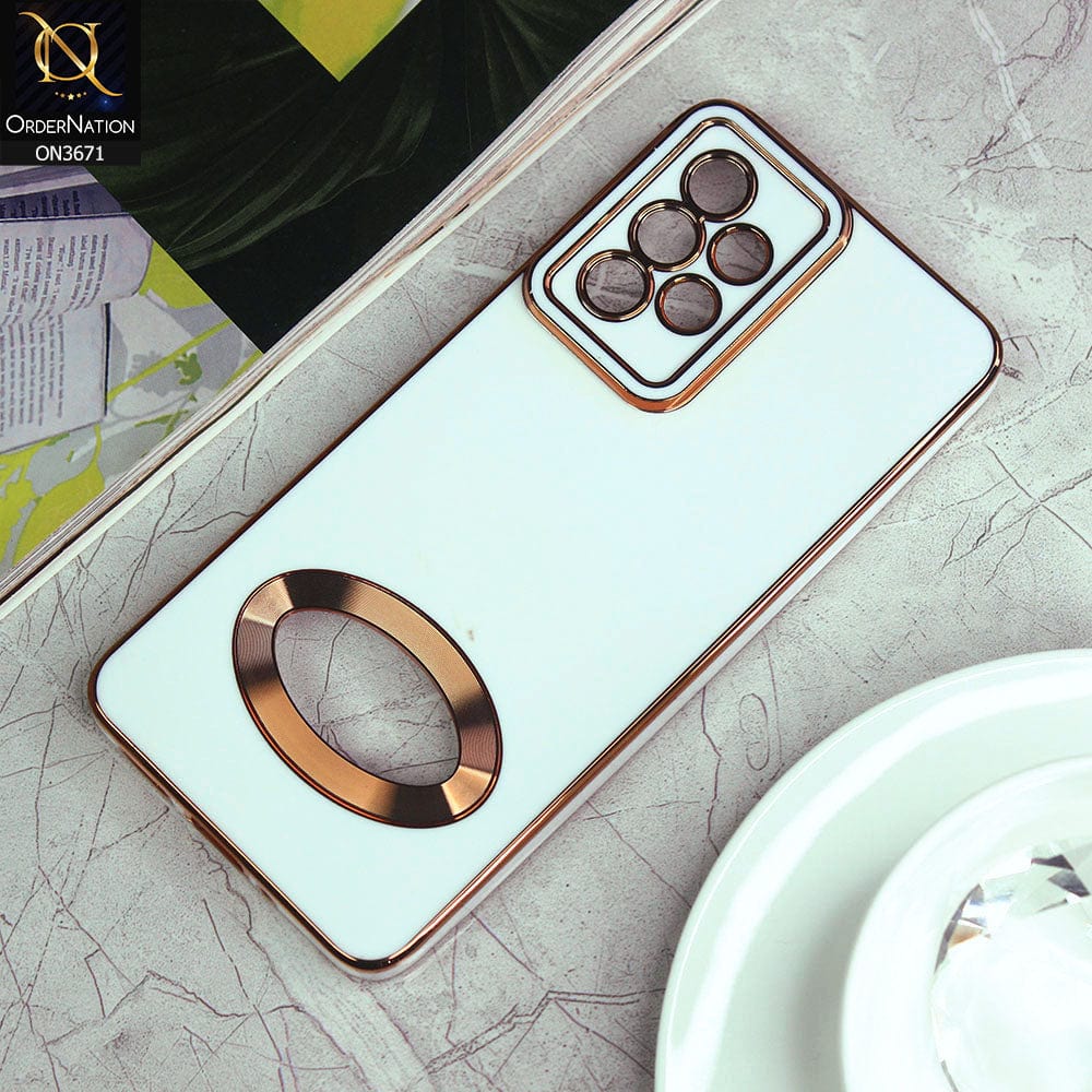 Samsung Galaxy A13 Cover - White - All New Electroplating Borders With Logo Hole Protective Soft Silicon Case