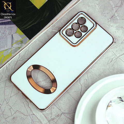 Samsung Galaxy A13 Cover - White - All New Electroplating Borders With Logo Hole Protective Soft Silicon Case