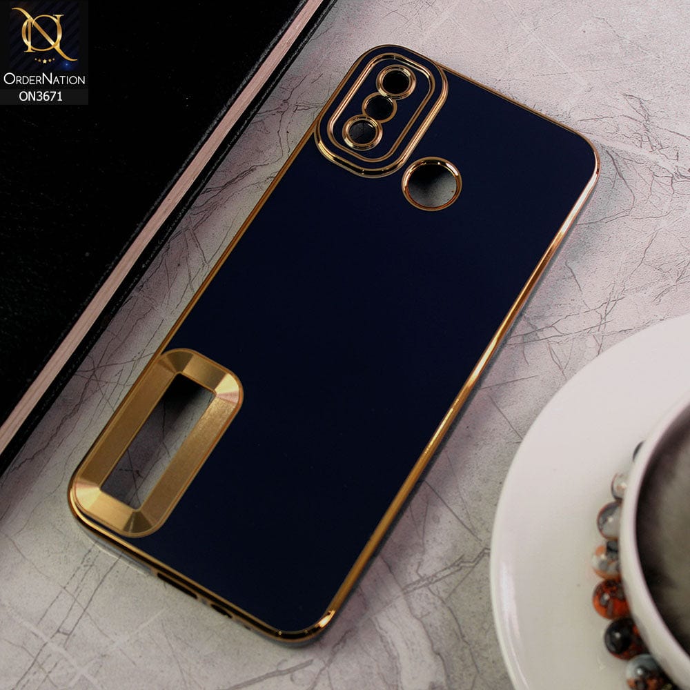 Tecno Spark 6 Go Cover - Blue - All New Electroplating Borders With Logo Hole Protective Soft Silicon Case