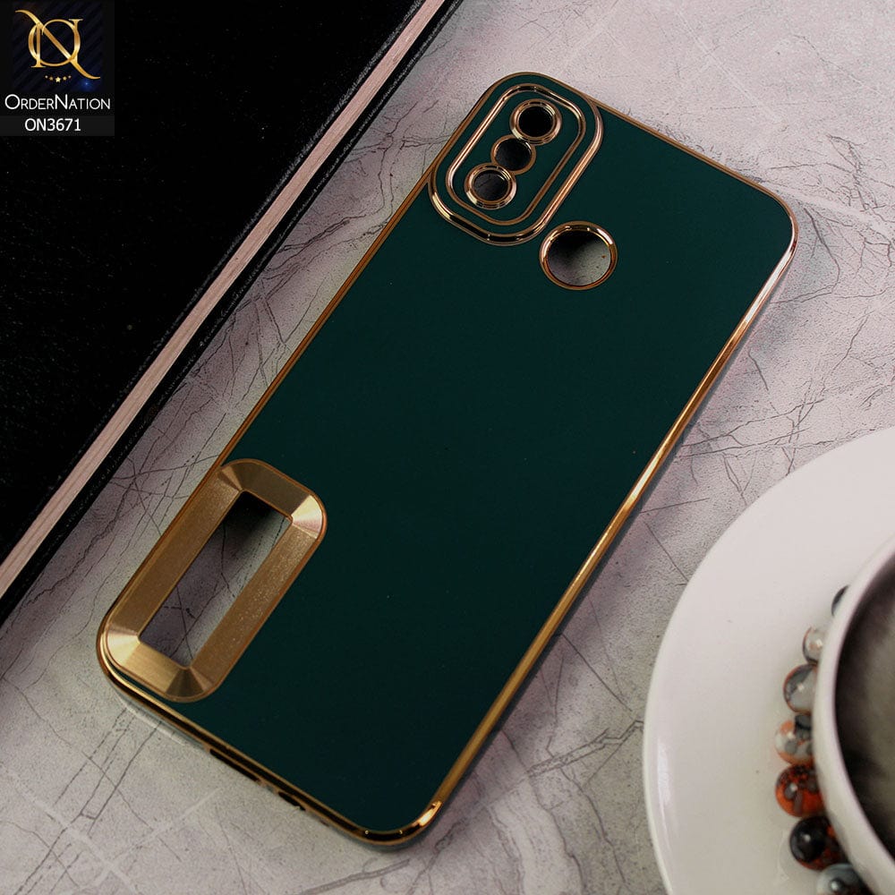 Tecno Spark 6 Go Cover - Green - All New Electroplating Borders With Logo Hole Protective Soft Silicon Case