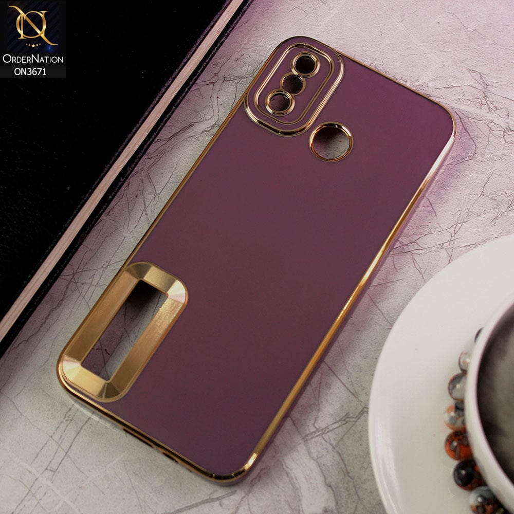 Tecno Spark 6 Go Cover - Mauve - All New Electroplating Borders With Logo Hole Protective Soft Silicon Case