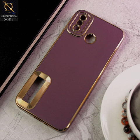 Tecno Spark 6 Go Cover - Mauve - All New Electroplating Borders With Logo Hole Protective Soft Silicon Case