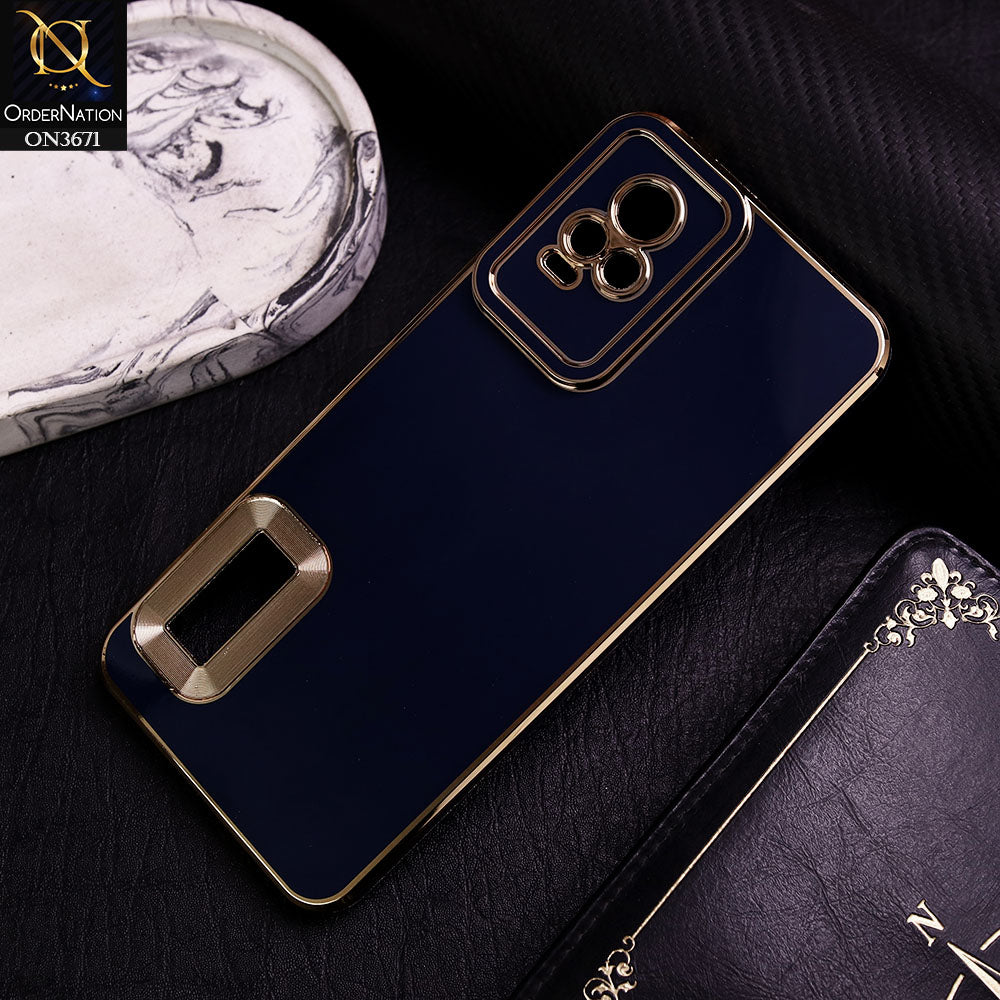 Vivo Y73 Cover - Blue -  All New Electroplating Borders With Logo Hole Protective Soft Silicon Case