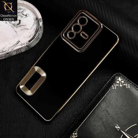 Vivo V23 5G Cover - Black -  All New Electroplating Borders With Logo Hole Protective Soft Silicon Case