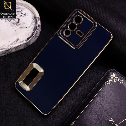 Vivo S12 Cover - Blue -  All New Electroplating Borders With Logo Hole Protective Soft Silicon Case