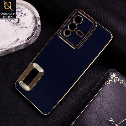 Vivo V23 5G Cover - Blue -  All New Electroplating Borders With Logo Hole Protective Soft Silicon Case