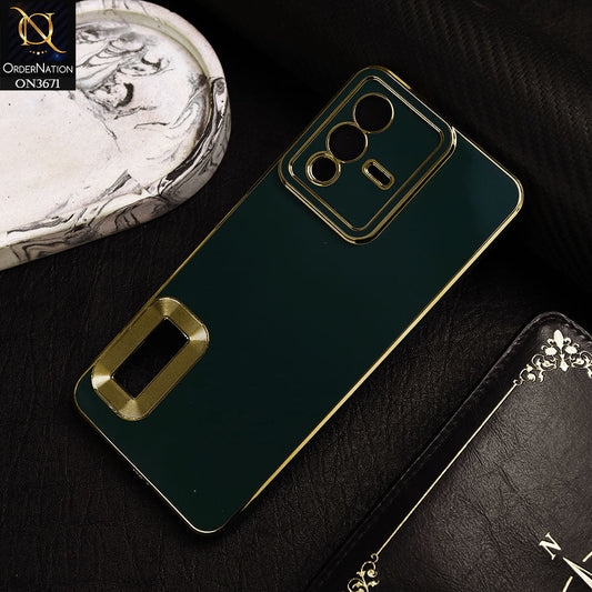 Vivo S12 Cover - Green -  All New Electroplating Borders With Logo Hole Protective Soft Silicon Case