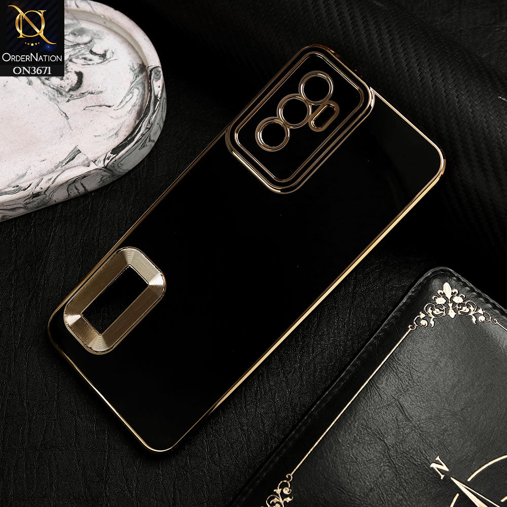 Vivo V23e 5G Cover - Black -  All New Electroplating Borders With Logo Hole Protective Soft Silicon Case