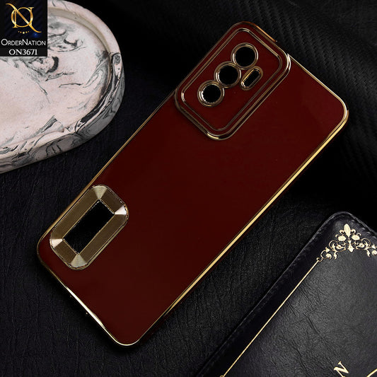 Vivo V23e 5G Cover - Maroon -  All New Electroplating Borders With Logo Hole Protective Soft Silicon Case