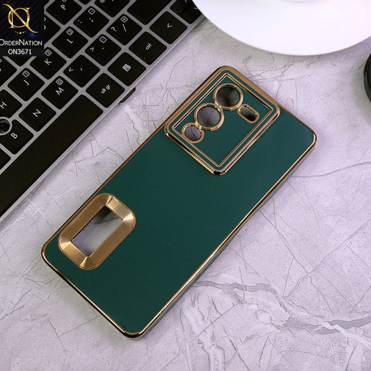 Vivo V25 Pro Cover - Green - All New Electroplating Borders With Logo Hole Protective Soft Silicon Case