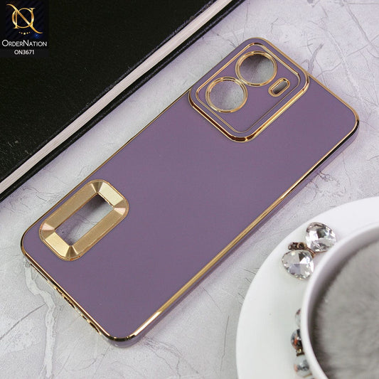 Vivo Y02s Cover - Mauve -All New Electroplating Borders With Logo Hole Protective Soft Silicon Case