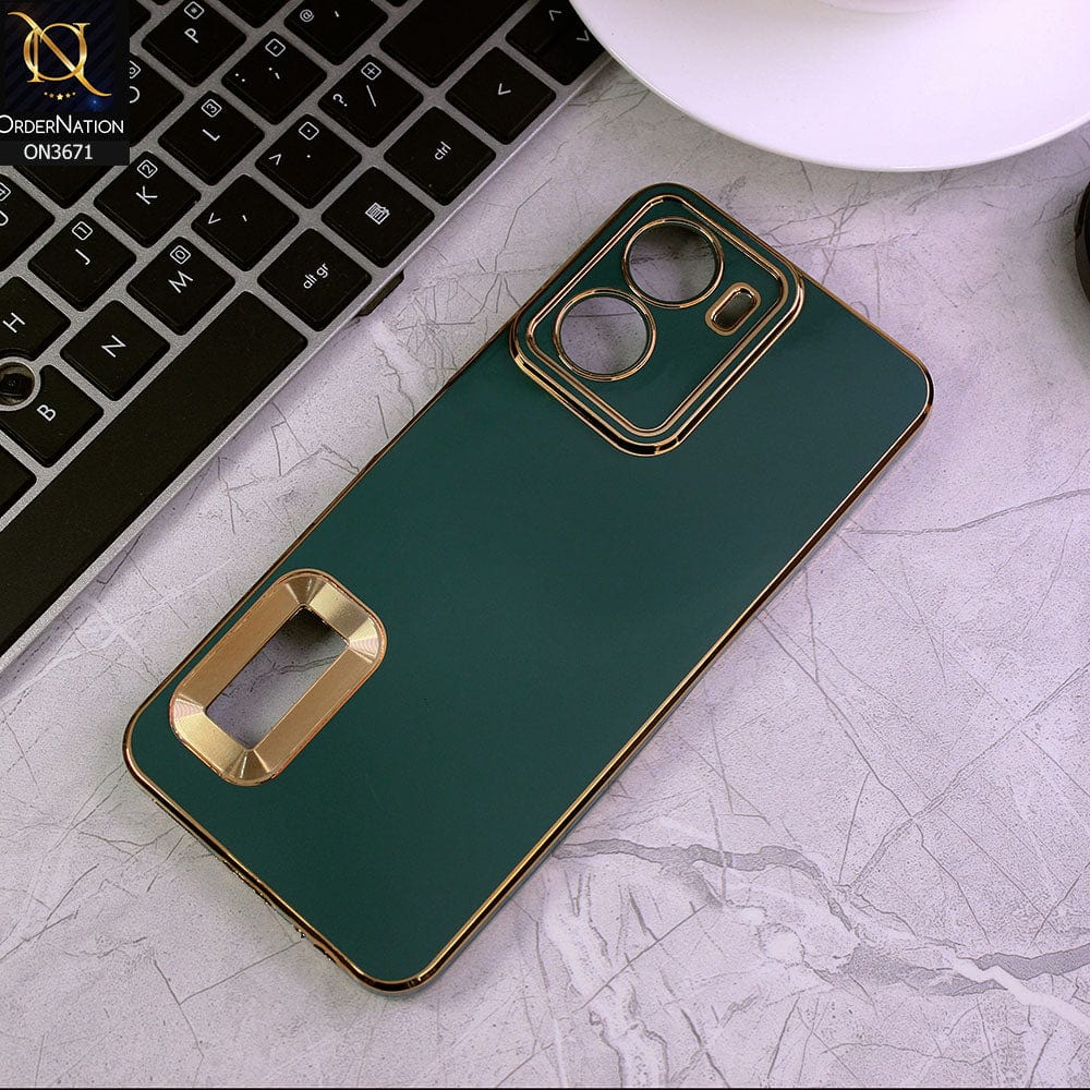Vivo Y16 Cover - Green - All New Electroplating Borders With Logo Hole Protective Soft Silicon Case