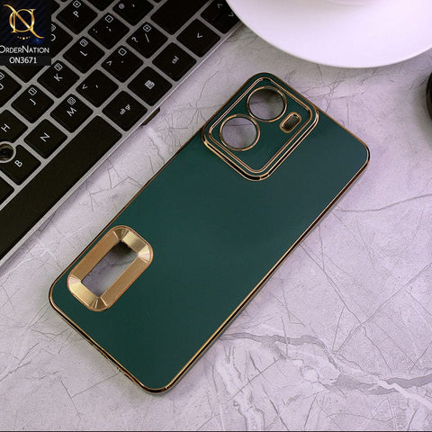 Vivo Y16 Cover - Green - All New Electroplating Borders With Logo Hole Protective Soft Silicon Case